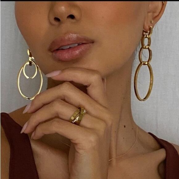 Vita Fede Cassio NWT Gold Earrings NWT Adjust to Wear Multiple Ways - Picture 2 of 9